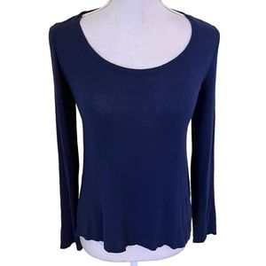 Splendid Navy Blue Open Back Long Sleeve Knit Top S